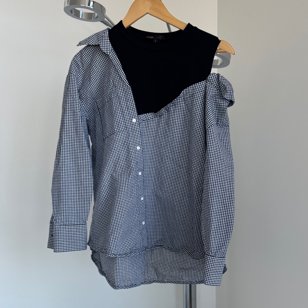 Maje gingham off the shoulder top